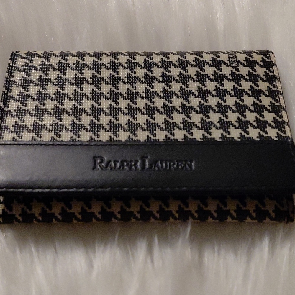 EUC Polo Ralph Lauren Bifold Credit Business Card Case, Black & Ivory, Vintage!